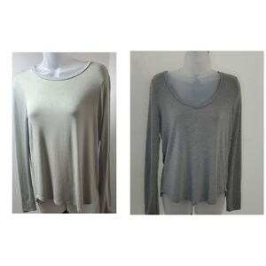 Aerie Long Sleeve Tops - Light Gray and Gray